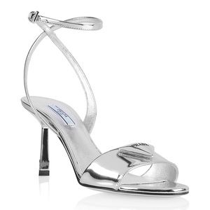 PRADA Metallic Leather Logo Sandals Women’s Size EU: 40 US: 10